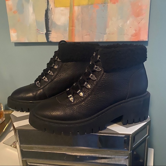 Kelsi Dagger Leather Navigate Heeled Hiker Boots - Picture 6 of 6